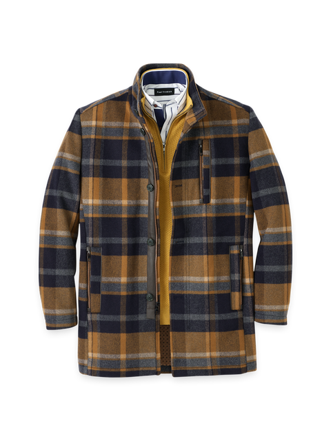 Wool Blend Plaid Carcoat