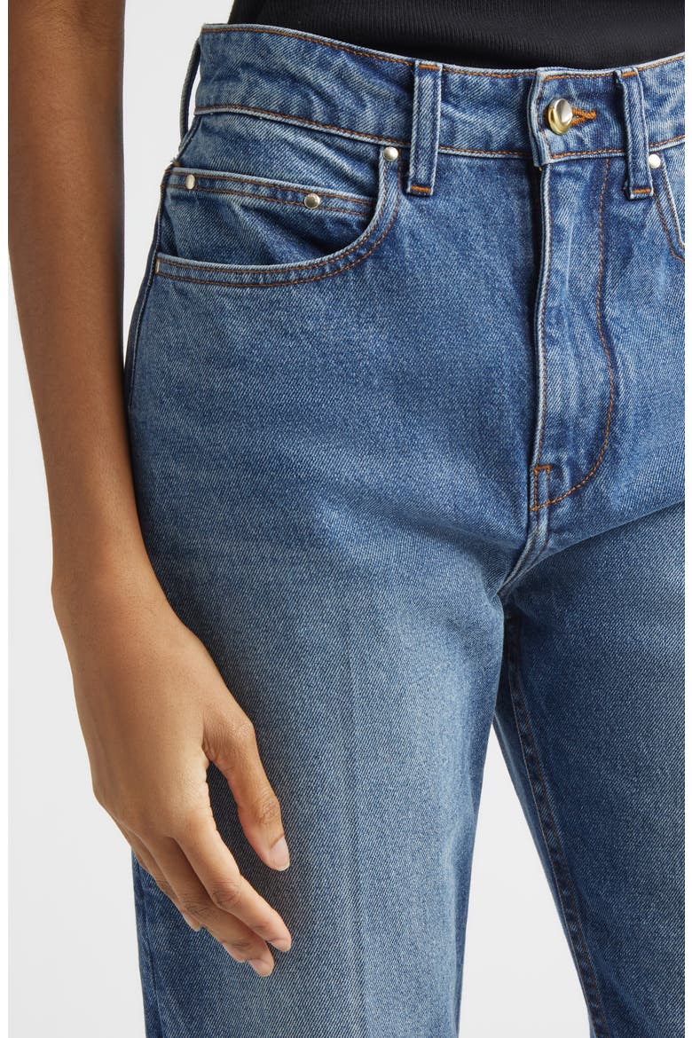 Noon High Waist Straight Leg Jeans, Alternate, color, SALT W CREASE