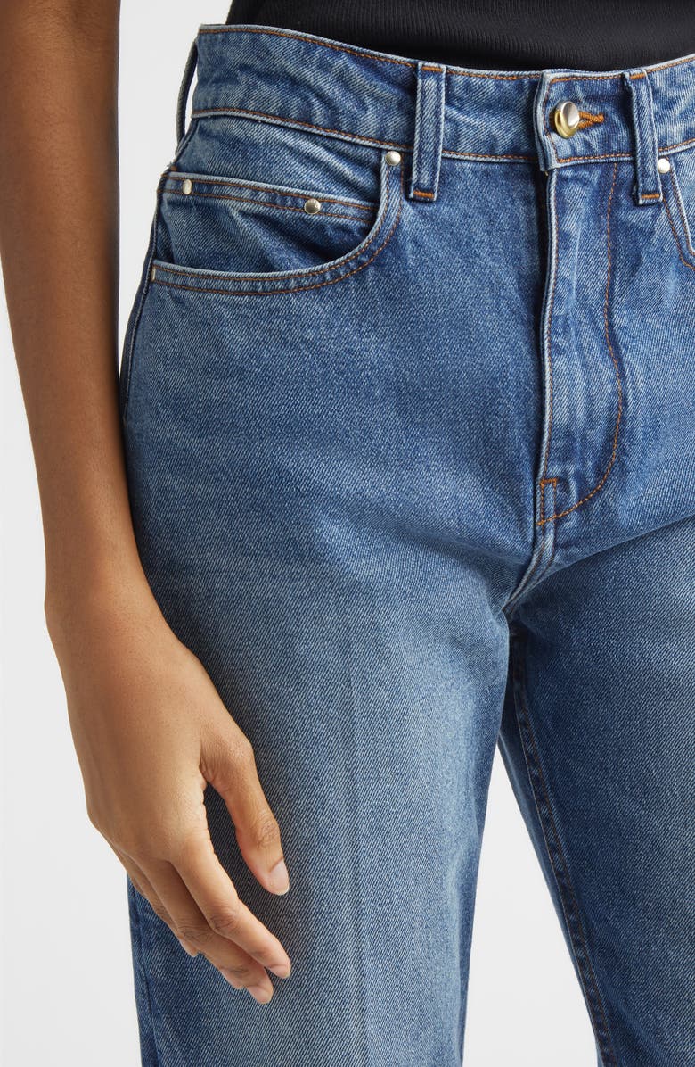 OSSOU Noon High Waist Straight Leg Jeans, Alternate, color, Salt W Crease