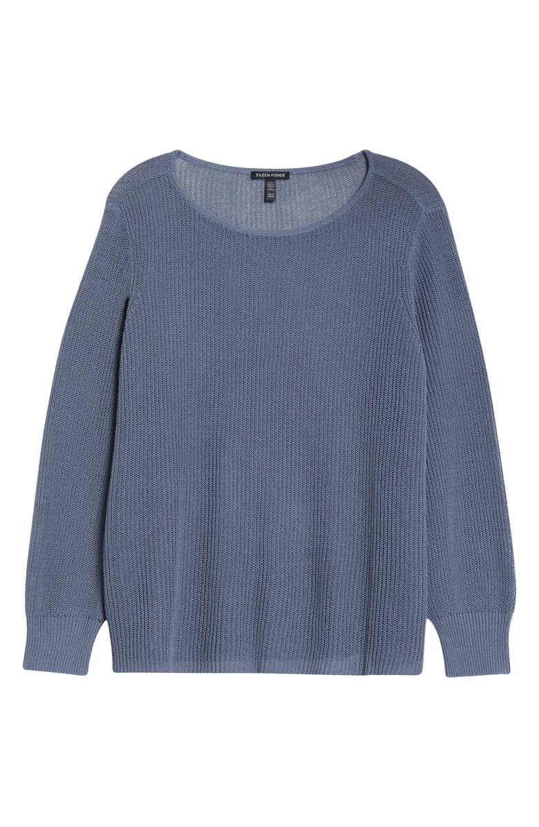 Eileen Fisher Organic Cotton & Silk Ballet Neck Sweater, Alternate, color, Flint