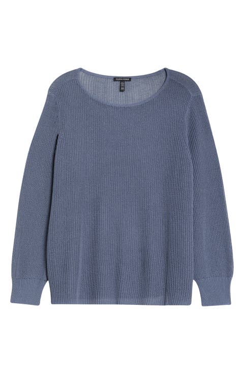 Organic Cotton & Silk Ballet Neck Sweater (Plus)