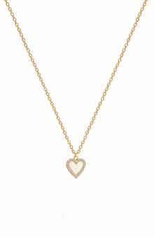 GABI RIELLE CZ Pavé Halo Mother of Pearl Heart Pendant Necklace