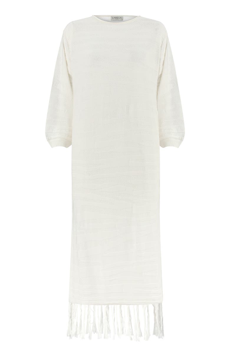 Labeca London Margi Cotton Textured Fringe Dress, Alternate, color, Ecru