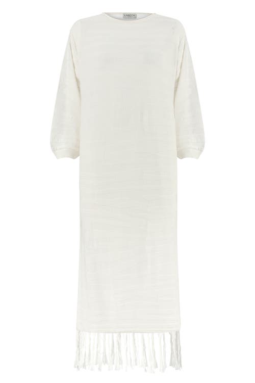 Labeca London Margi Cotton Textured Fringe Dress In Sand