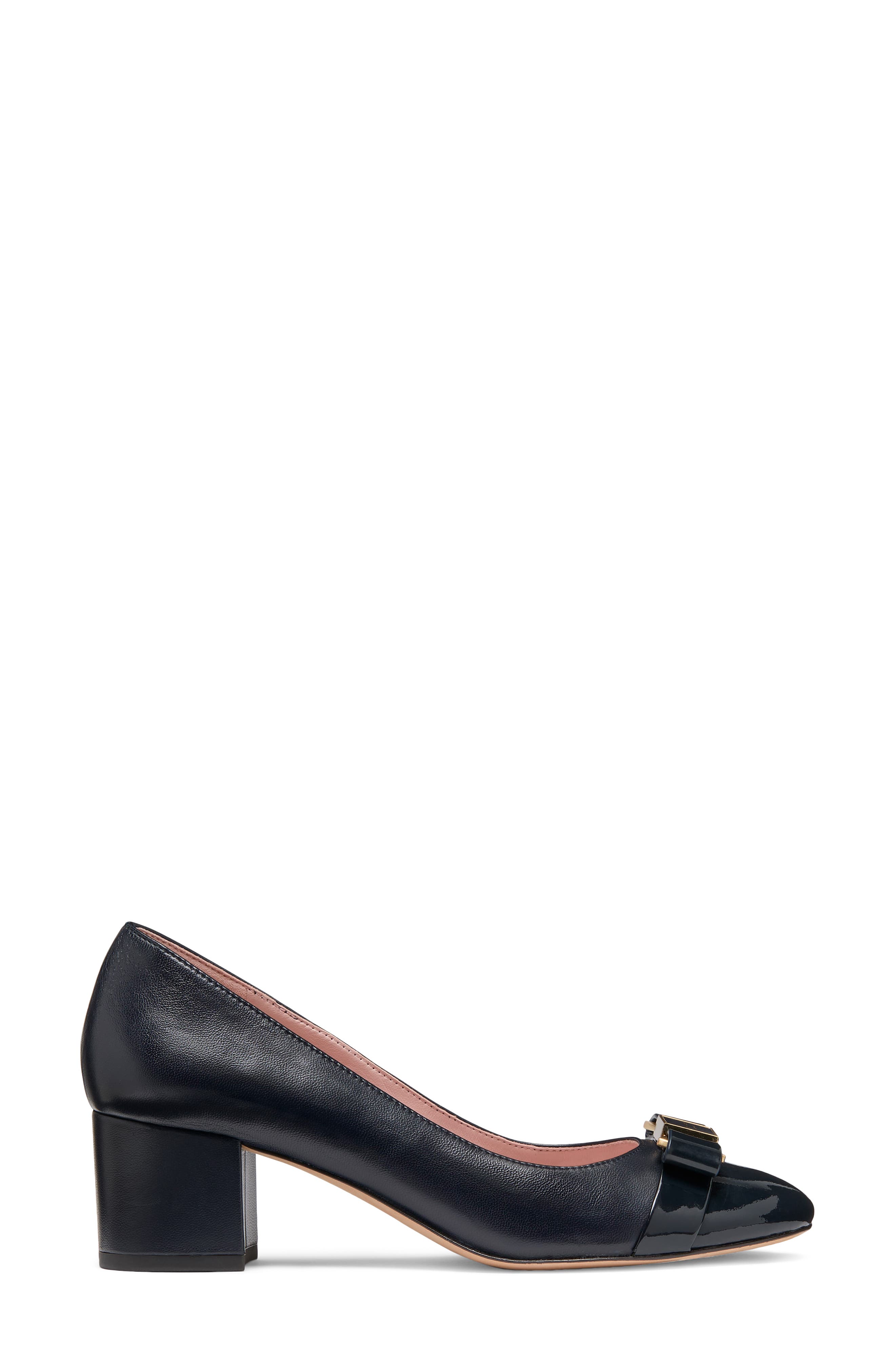 Kate Spade New York bowdie cap toe pump, Alternate, color, Captain Navy