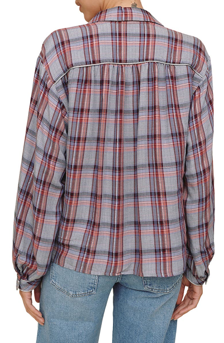 Bella Dahl Woven Plaid Skirt, Alternate, color, Silver Shimmer Plaid
