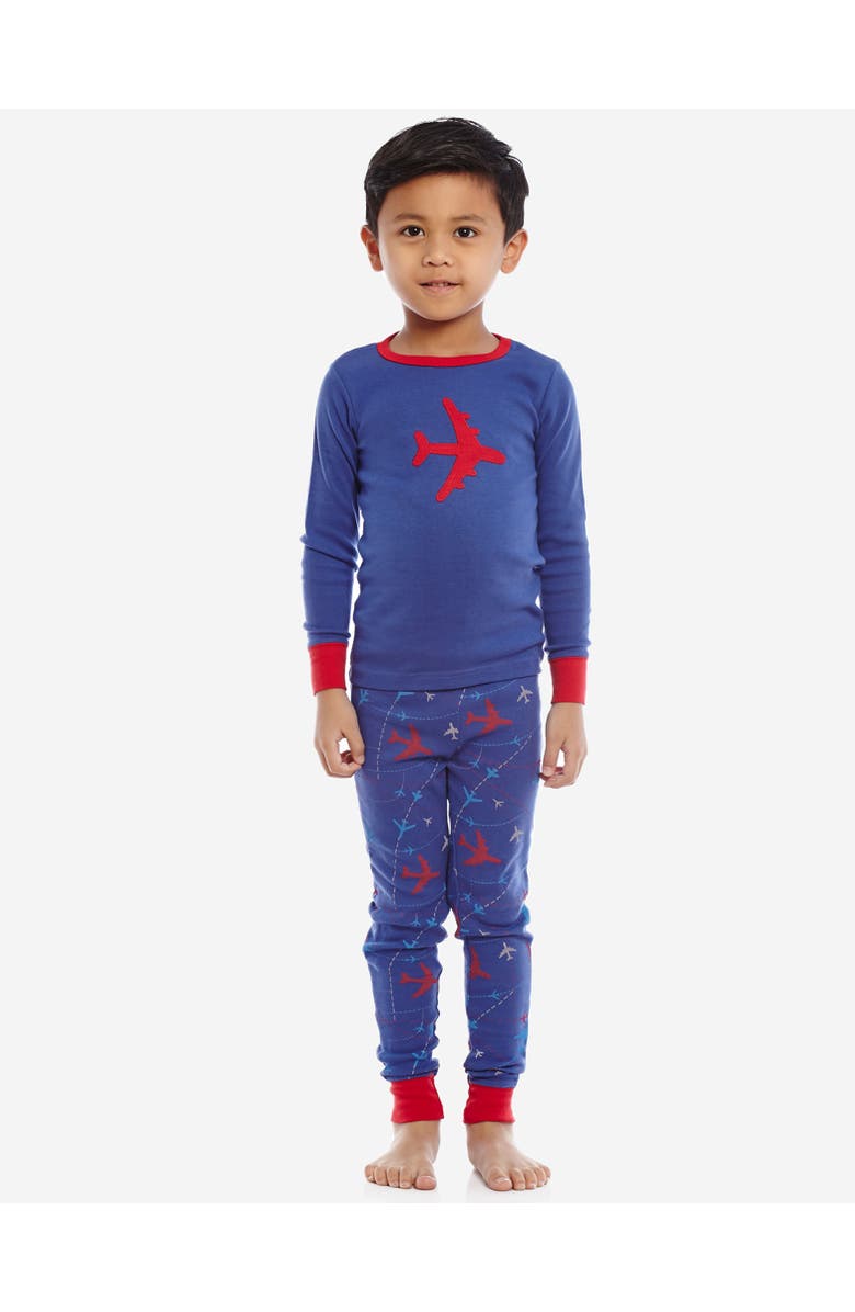 Leveret Two-Piece Printed Cotton Pajamas, Vehicles & Machines, Alternate, color, Airplane