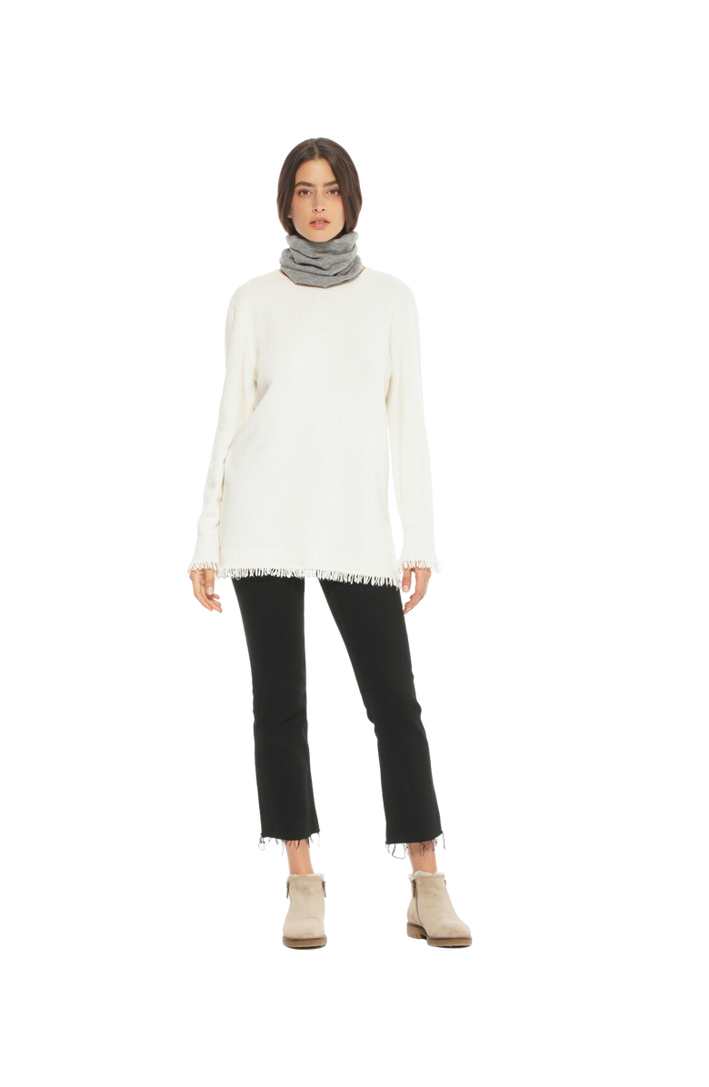 Monticelli Cashmere Pure Cashmere Knit Collar Scarf, Alternate, color, Melange Grey