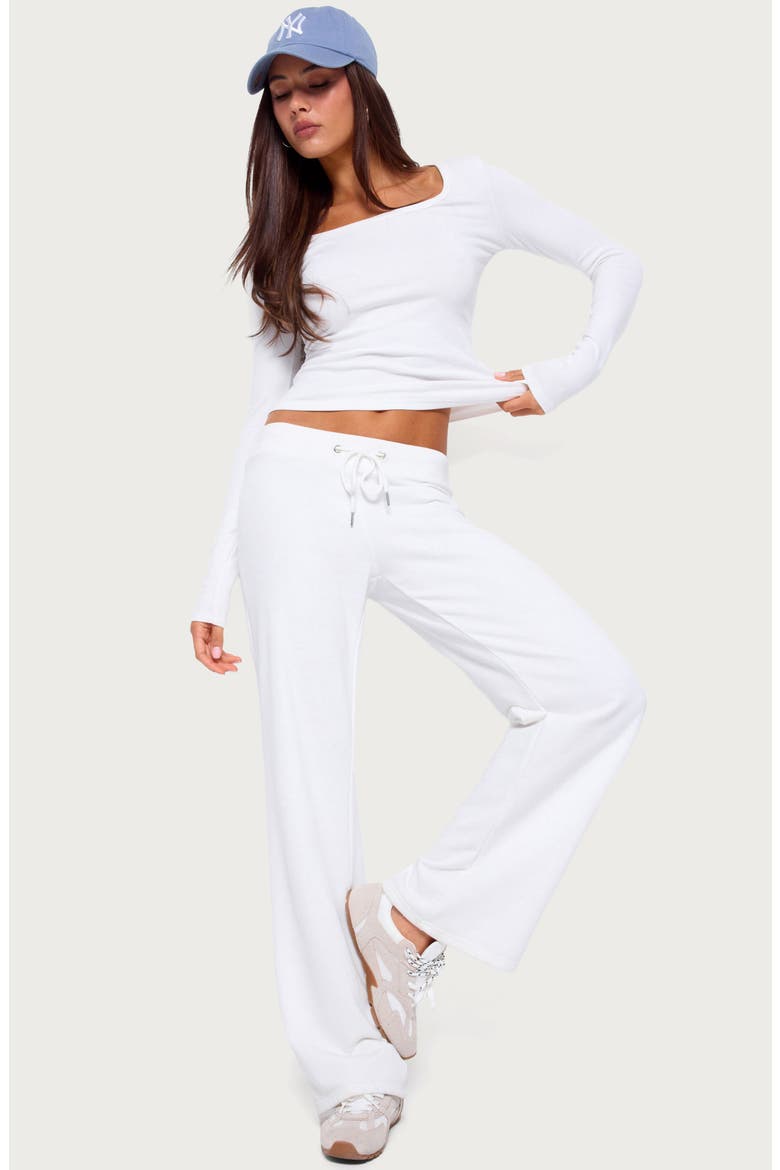 Flossy Ribbed Long Sleeve T-Shirt, Alternate, color, WHITE