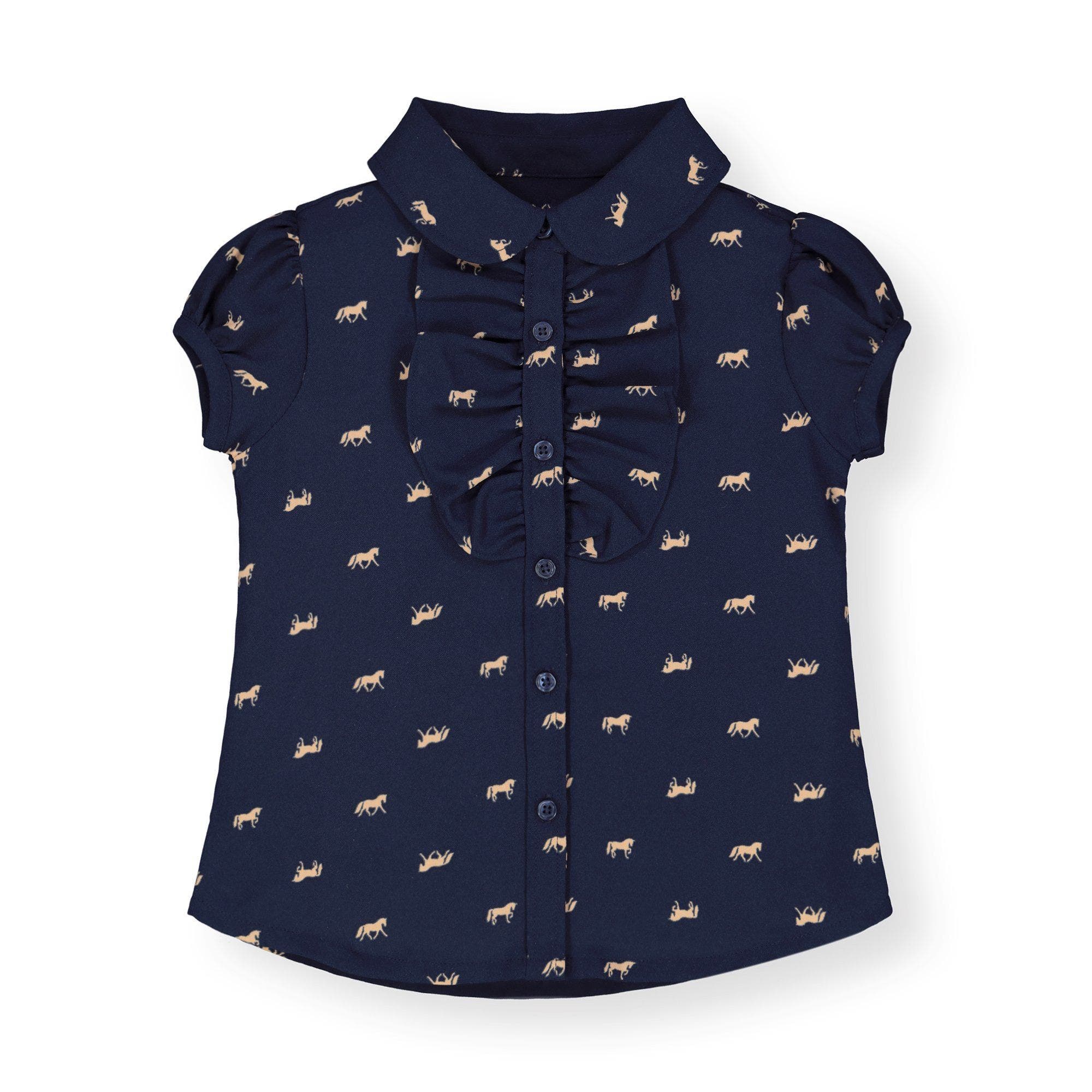 selected Navy with Tan Horse Print