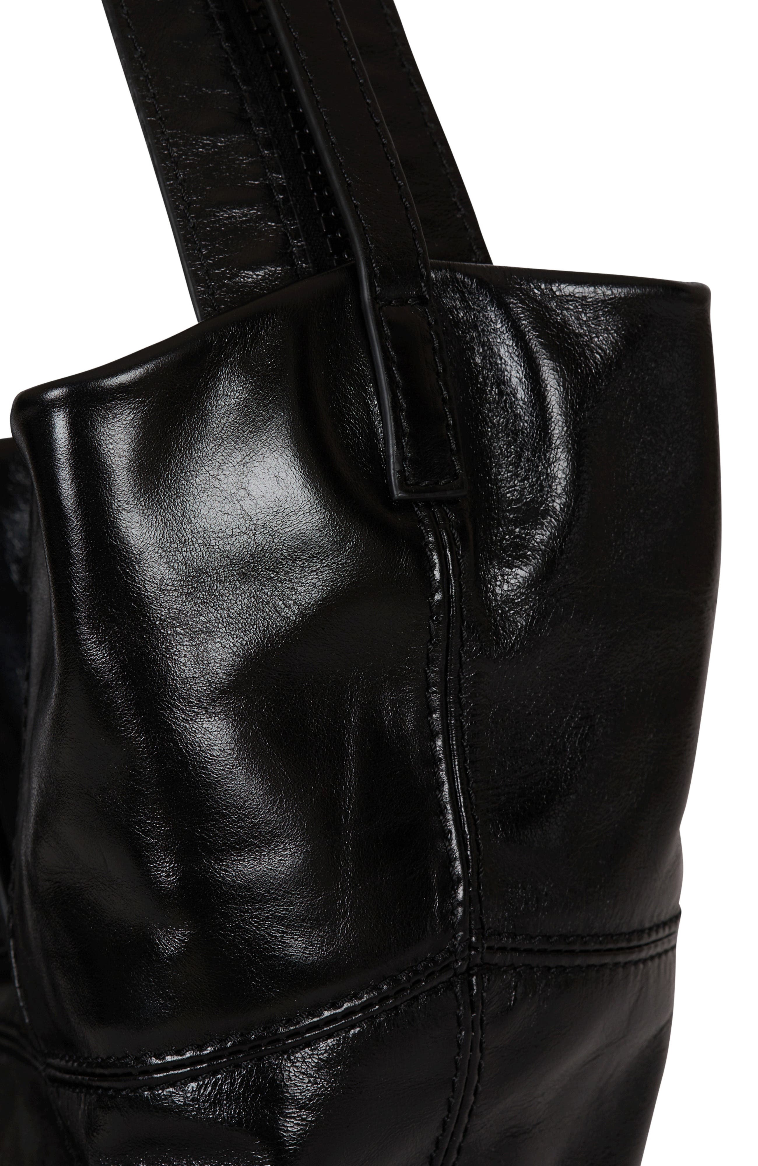 Balmain Track Shiny Leather Tote Bag, Alternate, color, 