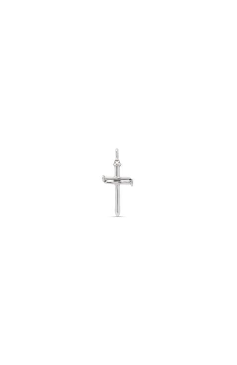 Sterling Silver-Plated Large Sized Cross Charm