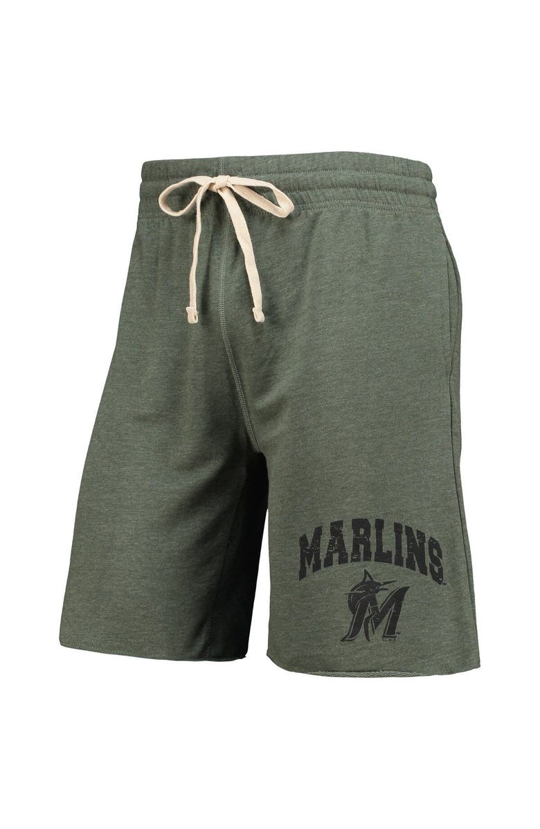 CONCEPTS SPORT Men's Concepts Sport Green Miami Marlins Mainstream Logo Terry Tri-Blend Shorts, Alternate, color, 