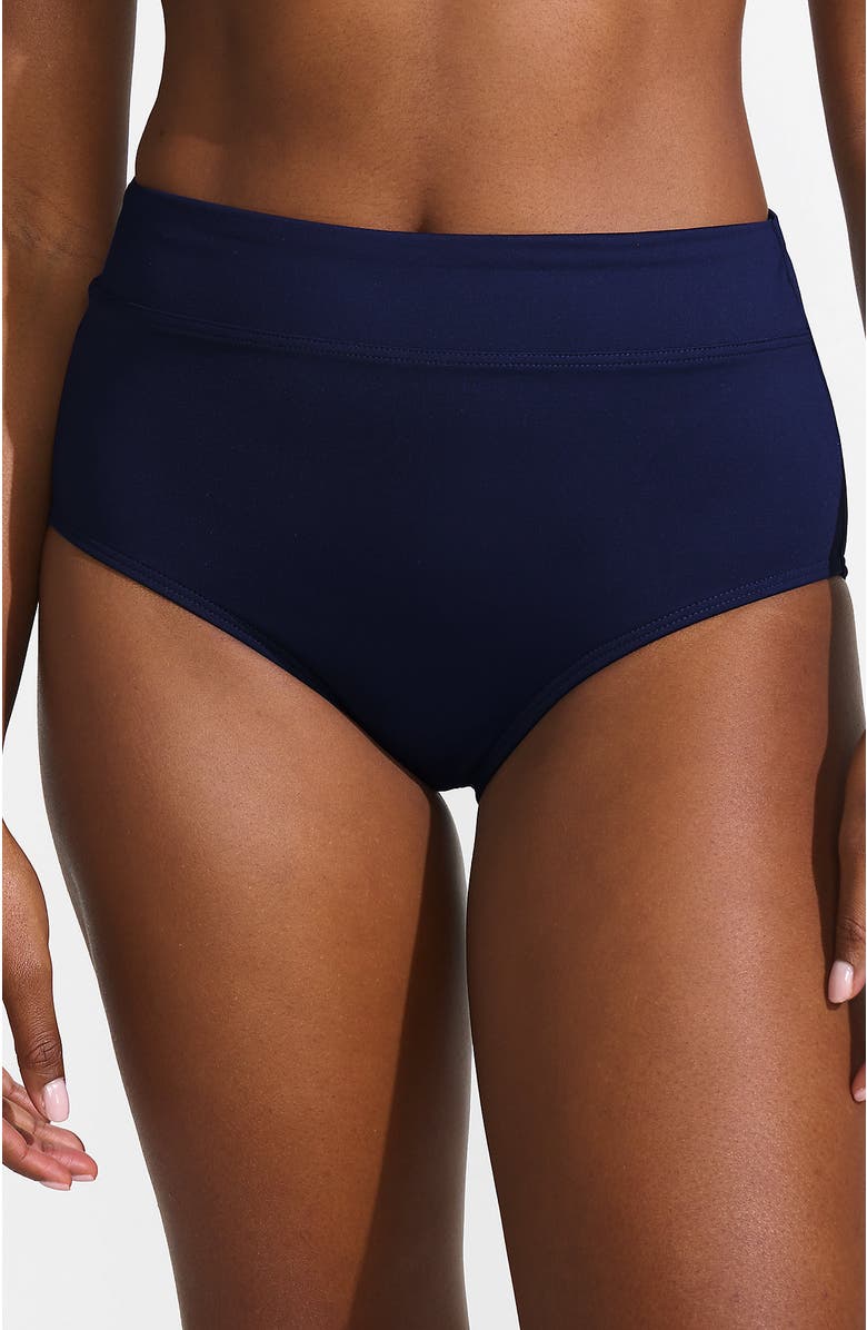Lands' End Tummy Control High Waisted Bikini Bottoms, Main, color, Deep Sea Navy