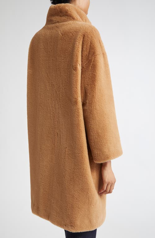 Herno Faux Fur Short Coat With High Collar In Brown