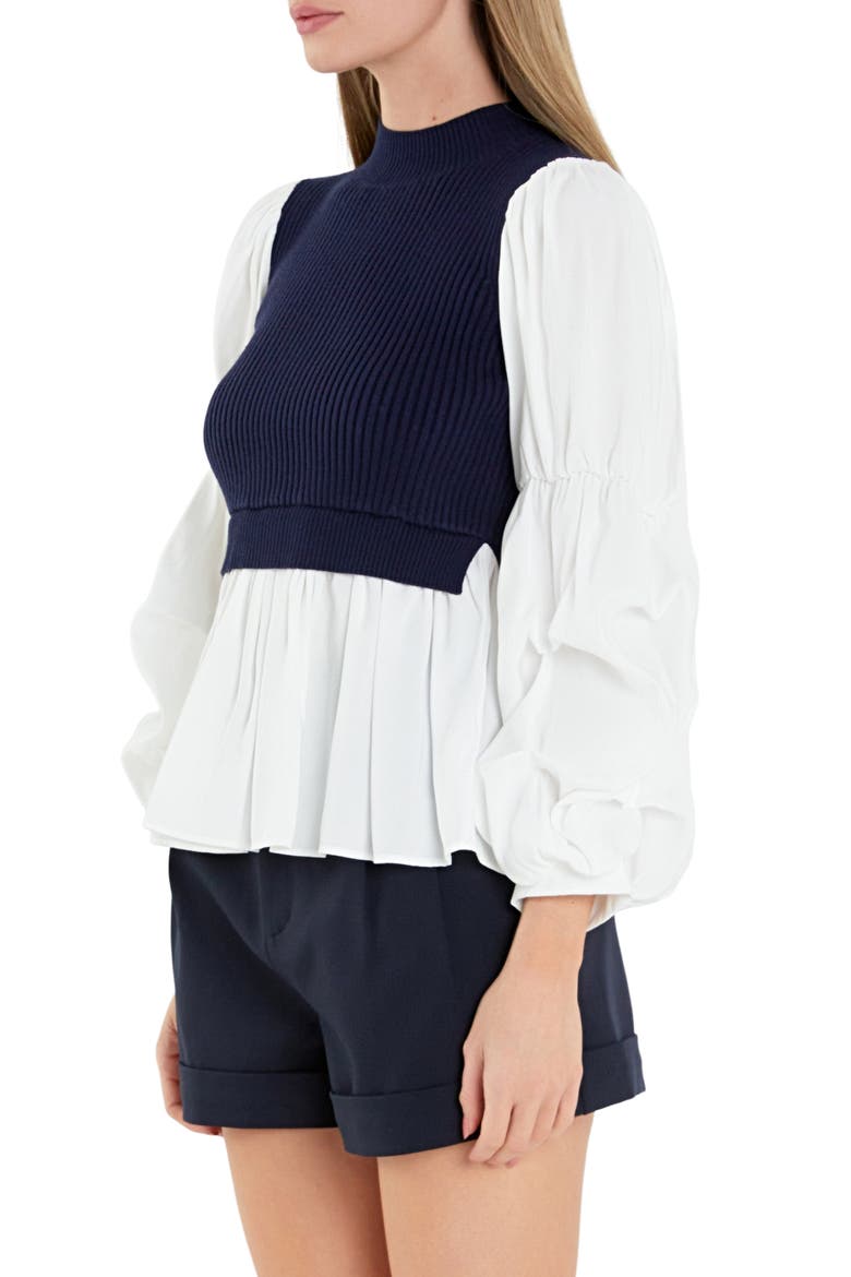 Combo Top, Alternate, color, NAVY/ WHITE