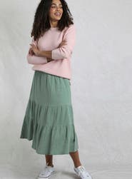 Weird Fish Lathika Tiered Midi Cotton Skirt