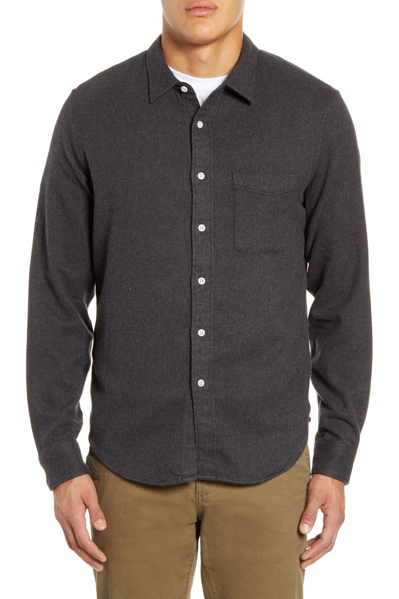 Flannel Sunday Shirt, Main, color, DARK HEATHER GREY