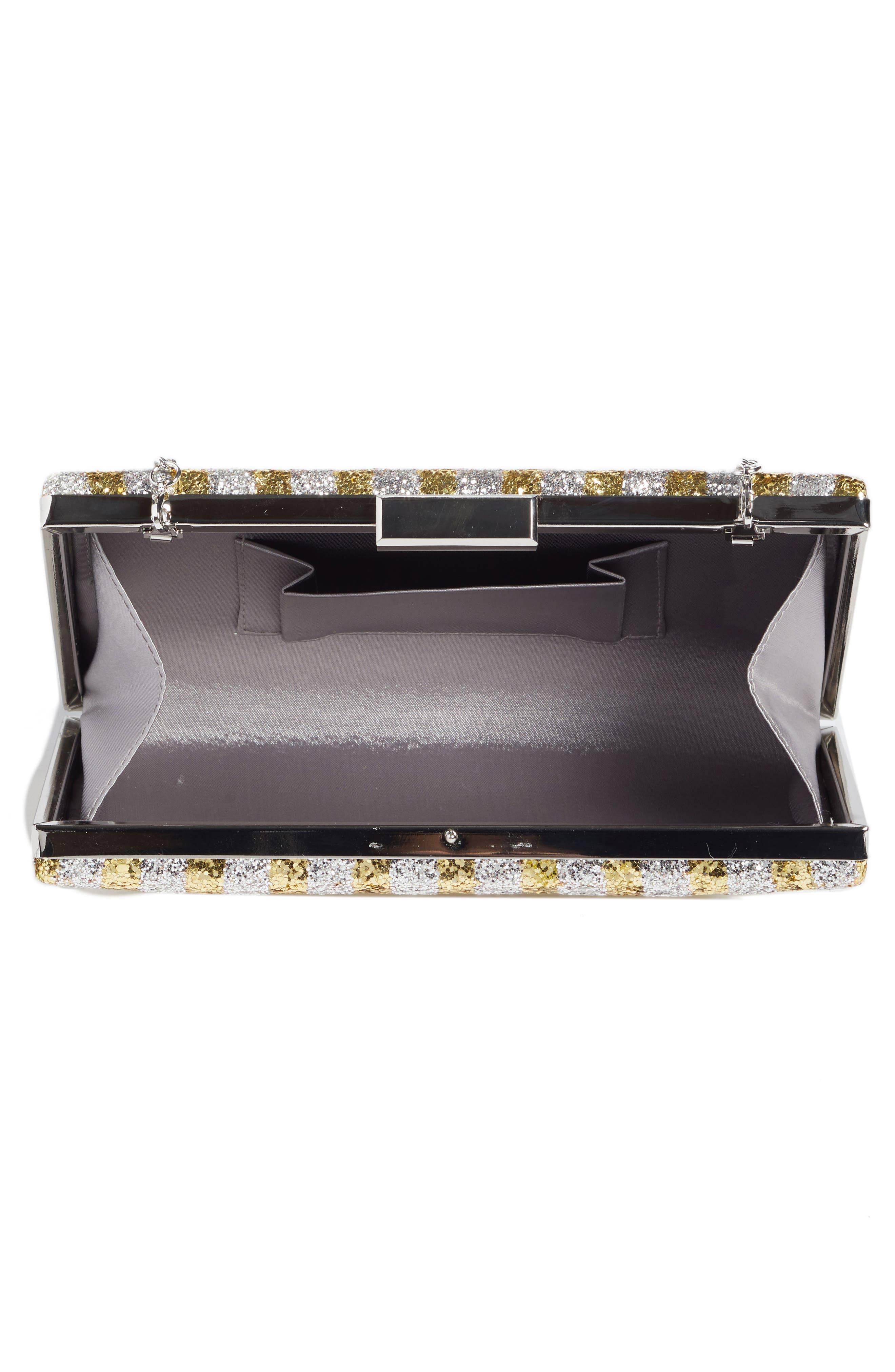 Stripe Glitter Minaudière, Alternate, color, GOLD