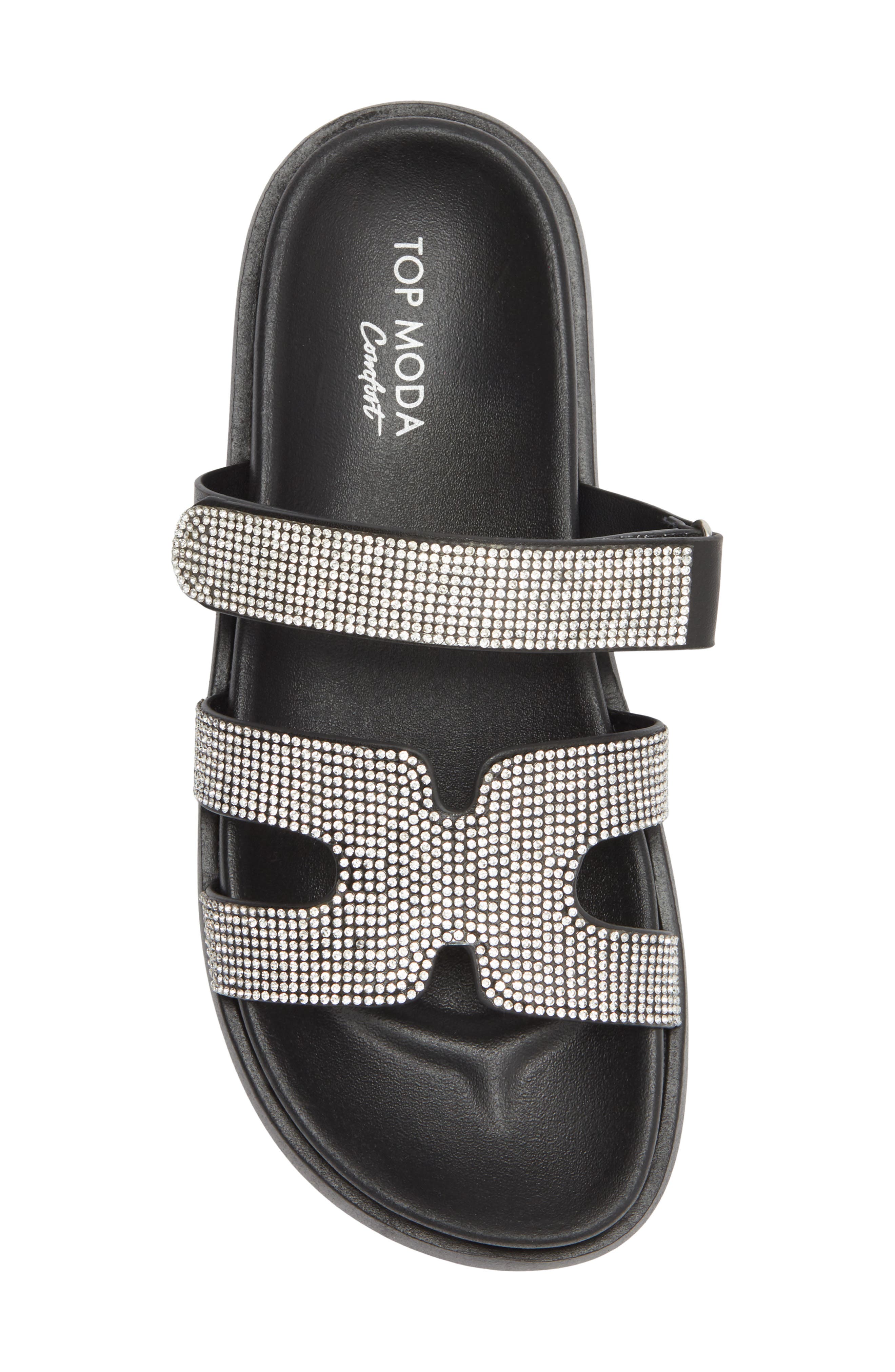 TOP MODA Kemper Rhinestone Embellished Slide Sandal, Alternate, color, Black