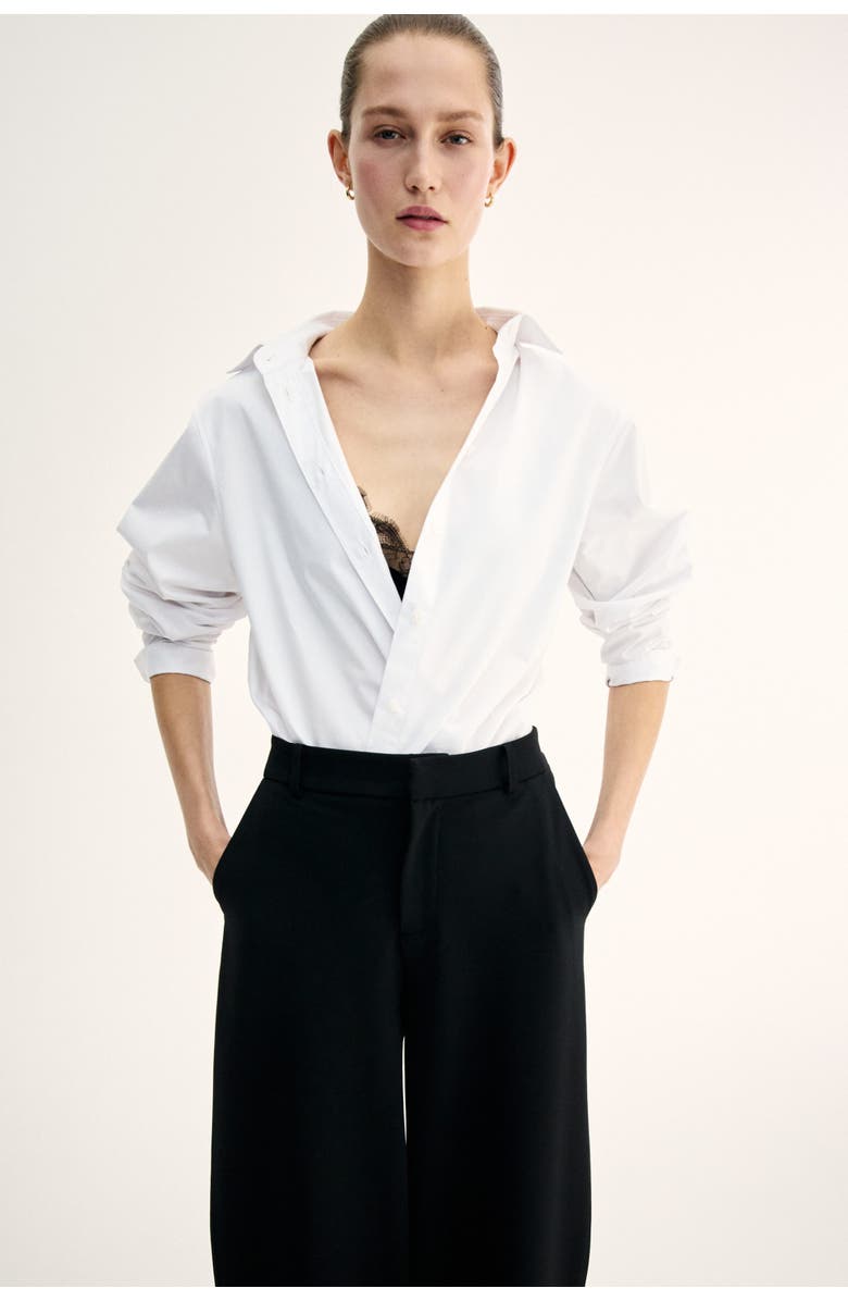 H&M Jersey Barrel-leg Trousers, Alternate, color, Black