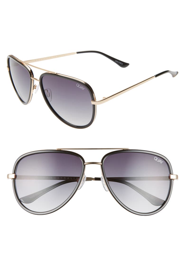 Australia All In 56mm Aviator Sunglasses, Main, color, BLACK/ SMOKE FADE