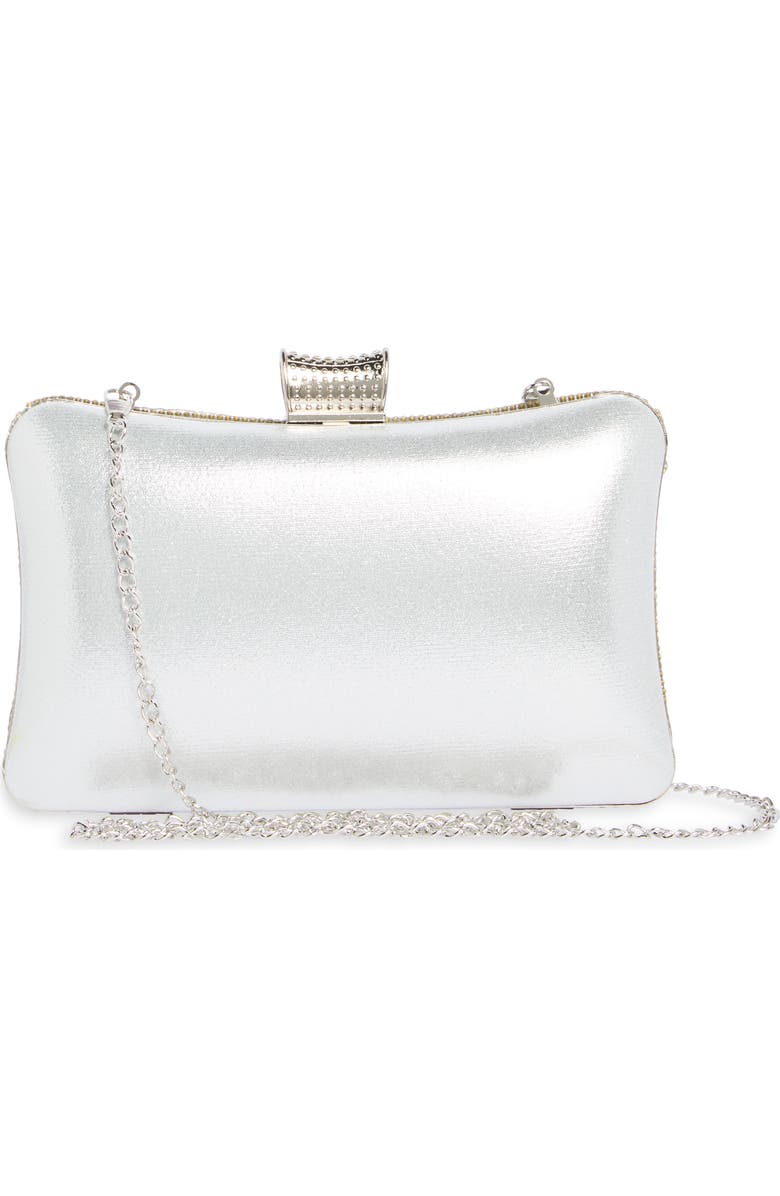 ALESSIA BIANCHI Rhinestone Embellished Metallic Clutch, Alternate, color, Platinum