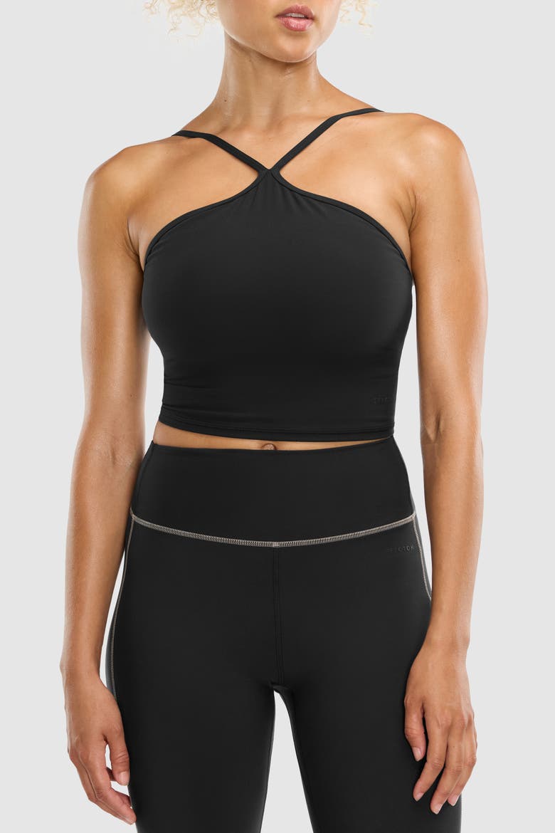 Cadent Halter Longline Bra, Main, color, Black