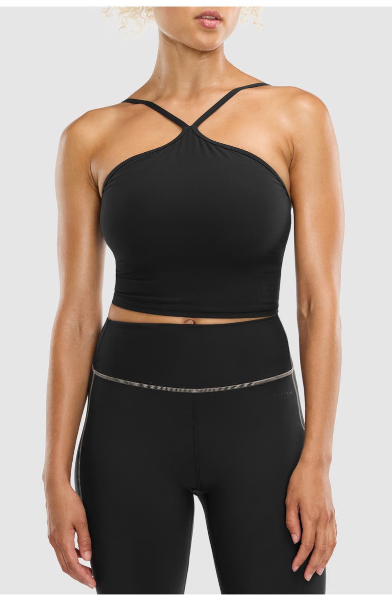 Peloton Cadent Halter Longline Bra, Main, color, Black