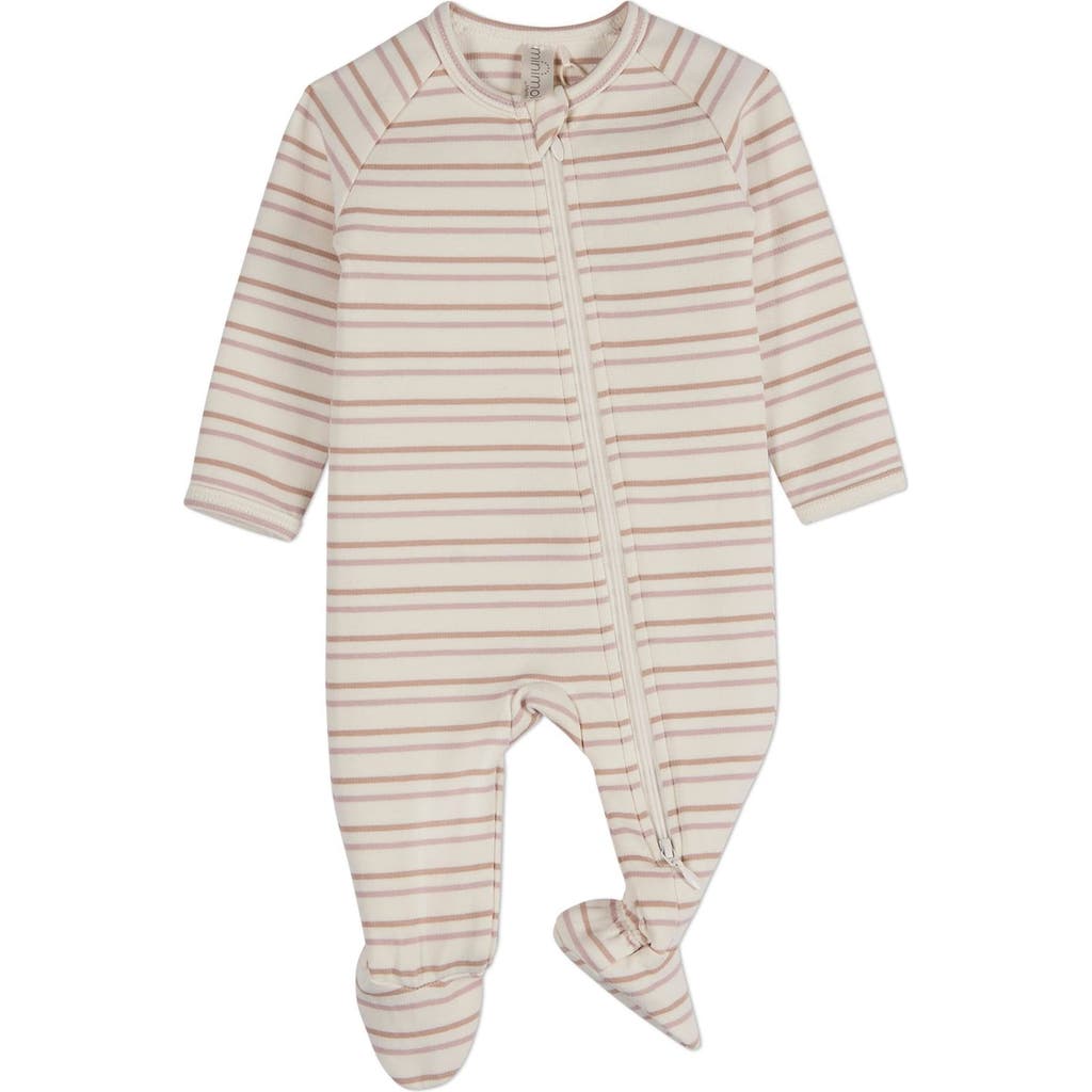 Minimoi Kids' Cotton Rich 2 Way Zipper Footie In Purple