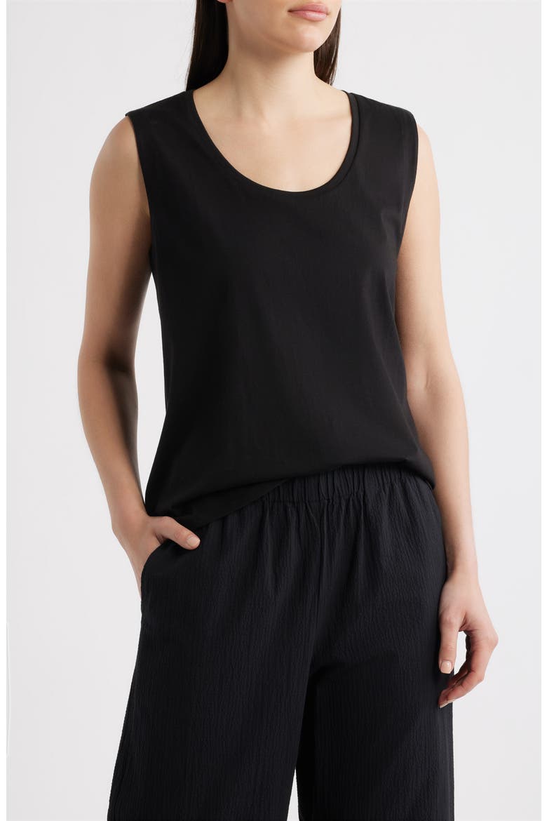 Scoop Neck Organic Cotton Tank, Main, color, BLACK