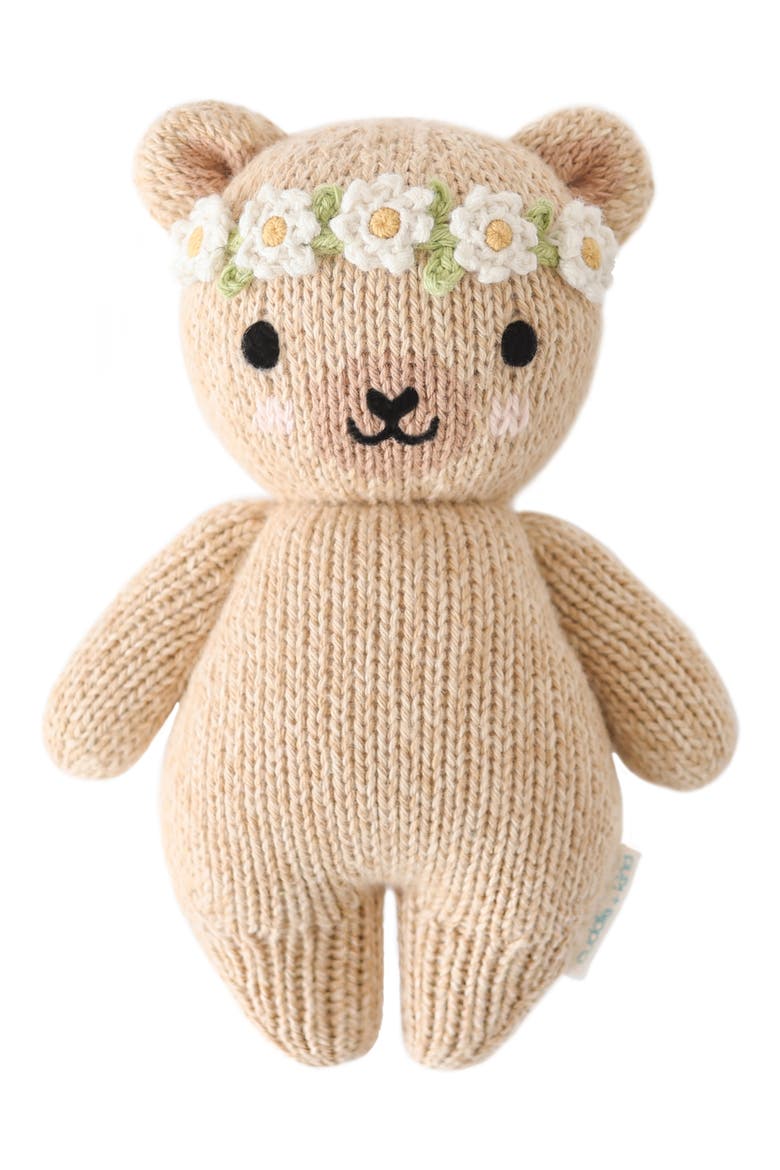 Baby Honey Bear with Flower Crown Stuffed Animal, Main, color, BROWN