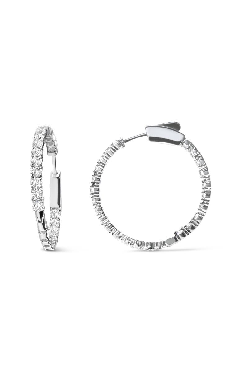 Haus of Brilliance 14K White Gold 1.0 Carat Inside Out Lab-grown diamond Fashion Hoop Earrings, Main, color, White