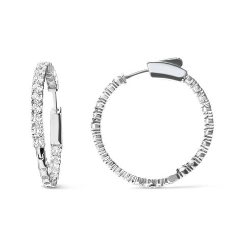 14K White Gold 1.0 Carat Inside Out Lab-grown diamond Fashion Hoop Earrings