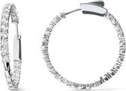 Haus of Brilliance 14K White Gold 1.0 Carat Inside Out Lab-grown diamond Fashion Hoop Earrings