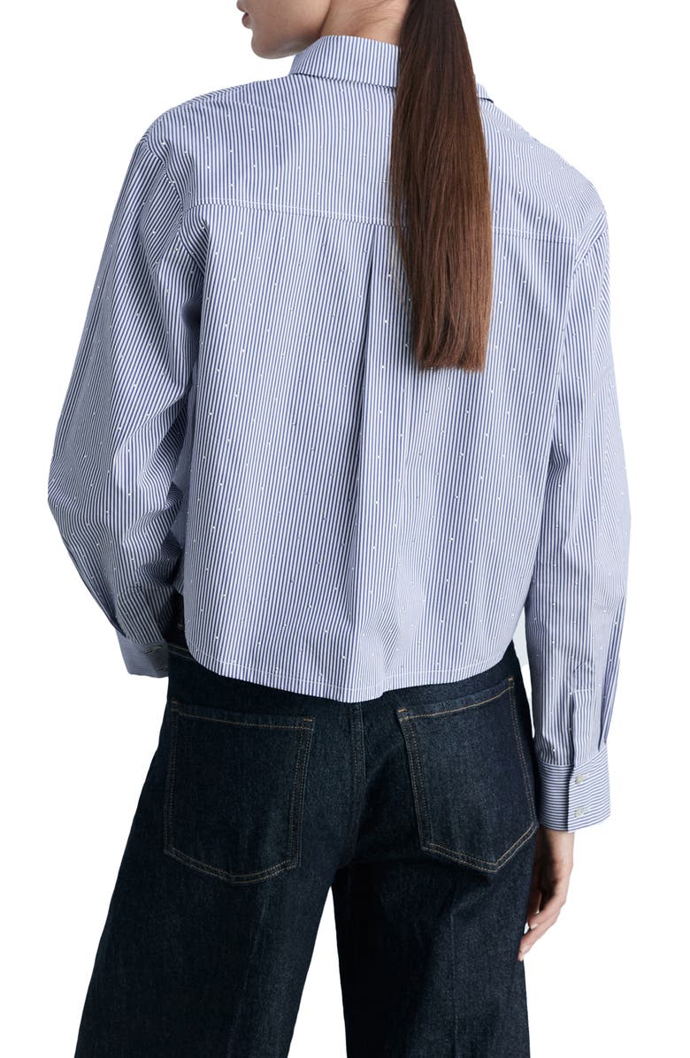 MANGO Embellished Stripe Cotton Blend Button-Up Shirt, Alternate, color,