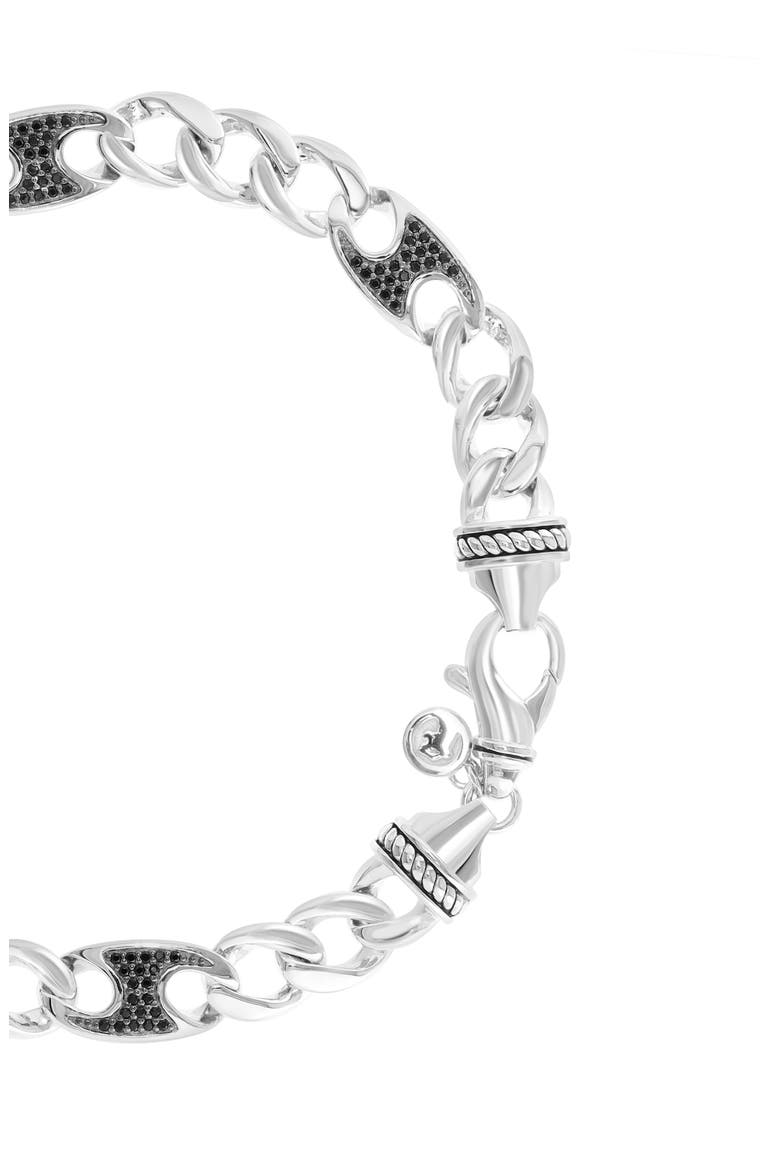 Sterling Silver Black Spinel Curb Chain Bracelet, Alternate, color, BLACK