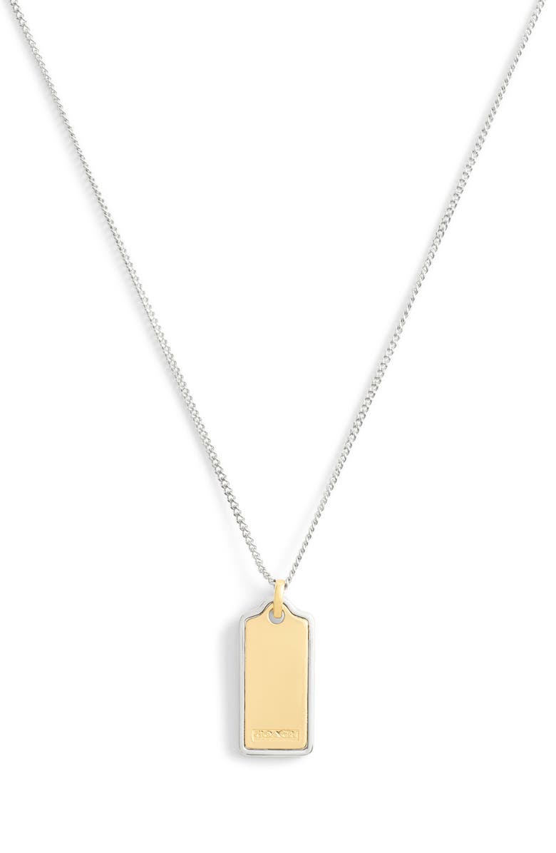 COACH Inlay Two-Tone Dog Tag Pendant Necklace, Main, color, Two Tone