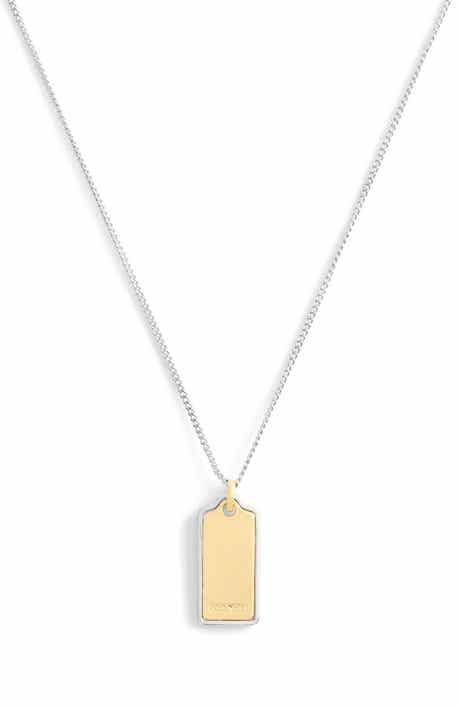 COACH Inlay Two-Tone Dog Tag Pendant Necklace