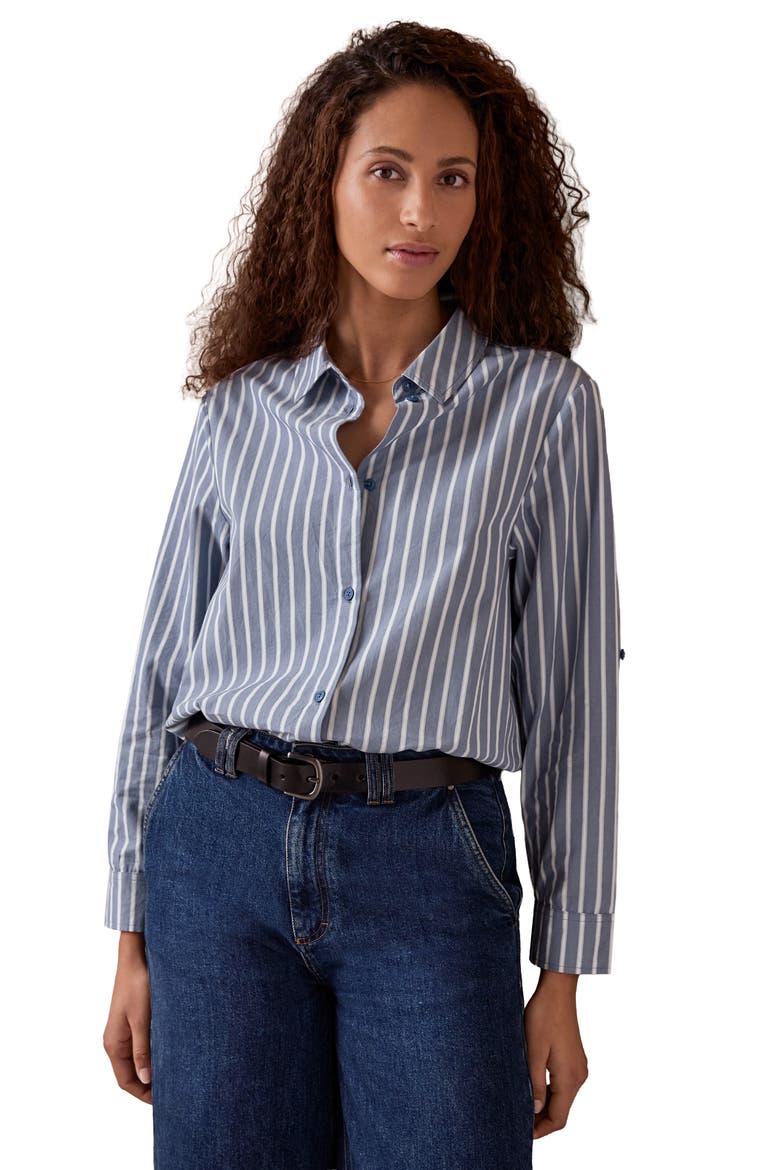 Relaxed Fit Cotton Shirt, Main, color, Blue Stripe
