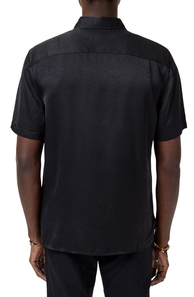 John Varvatos Bodie Short Sleeve Button-Up Shirt, Alternate, color, Black
