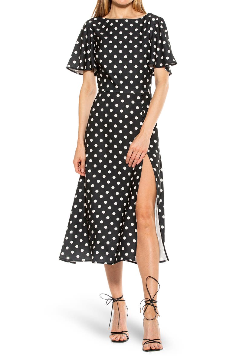 Alexia Admor Boatneck Flutter Sleeve Fit N Flare Dress, Main, color, 