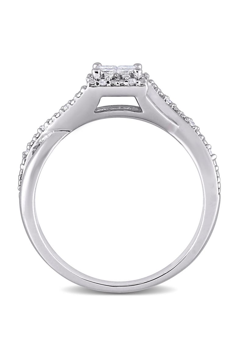 Diamond Halo Crisscross Engagement Ring, Alternate, color, Sterling Silver