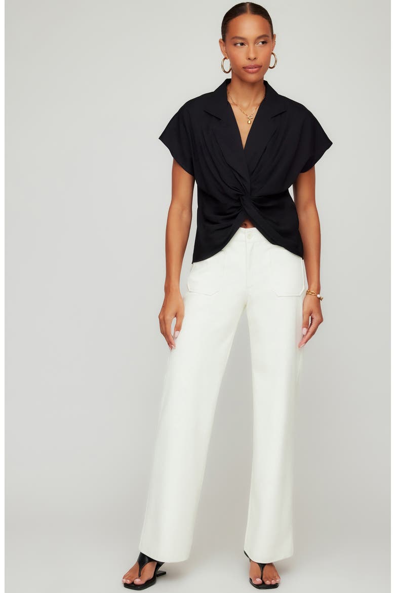 Lilian Twist Front Shirt, Alternate, color, BLACK