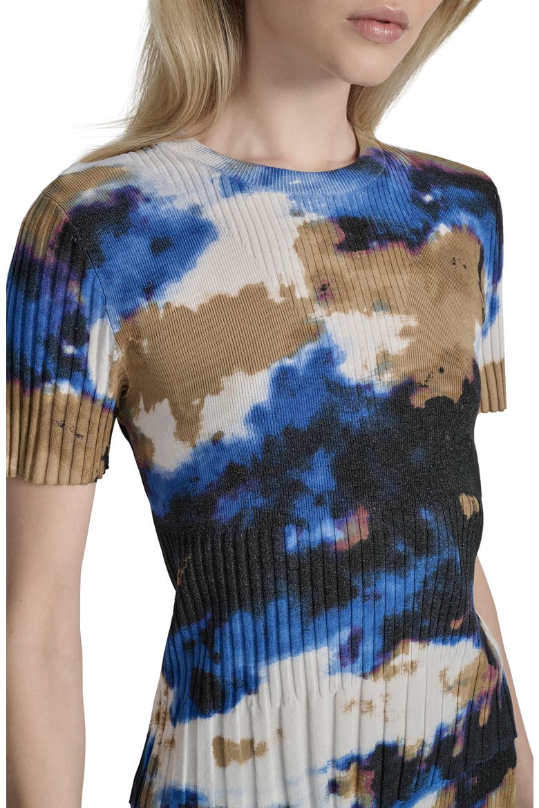 Print Mix Rib Short Sleeve Sweater, Alternate, color, CLOUDED IN