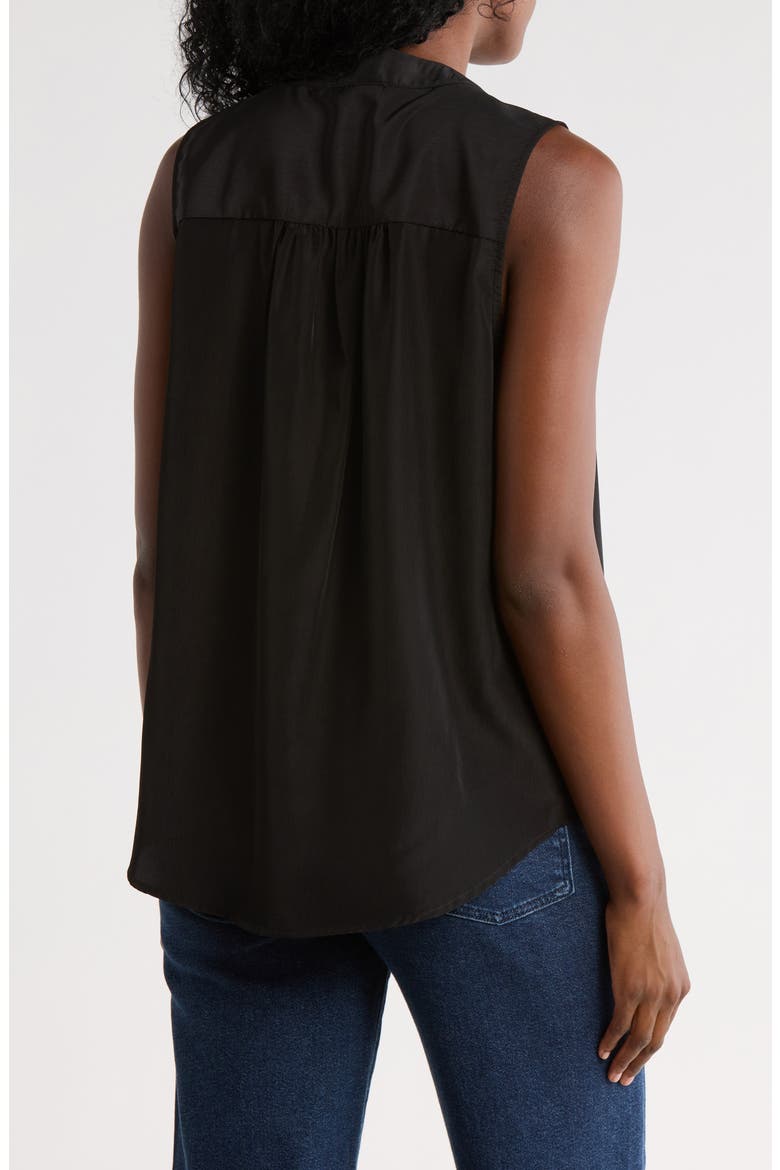 V-Neck Sleeveless Pleat Front Top, Alternate, color, BLACK