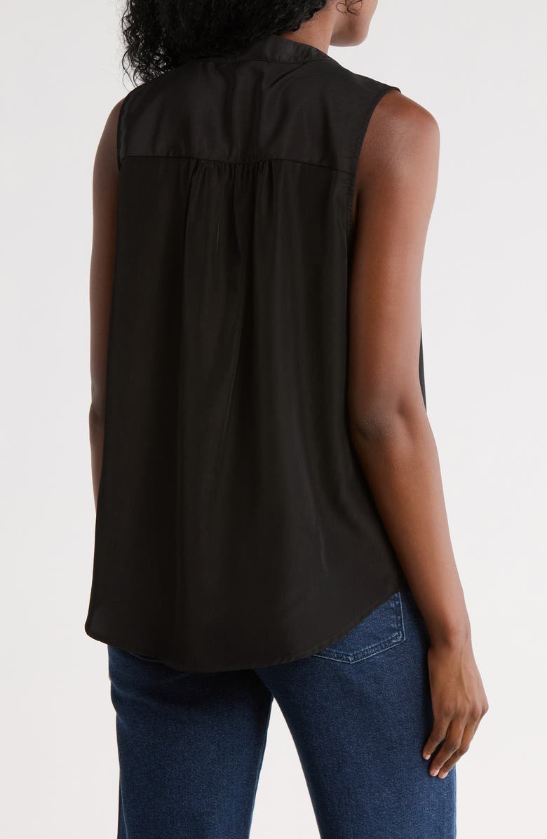 matty m. V-Neck Sleeveless Pleat Front Top, Alternate, color, Black