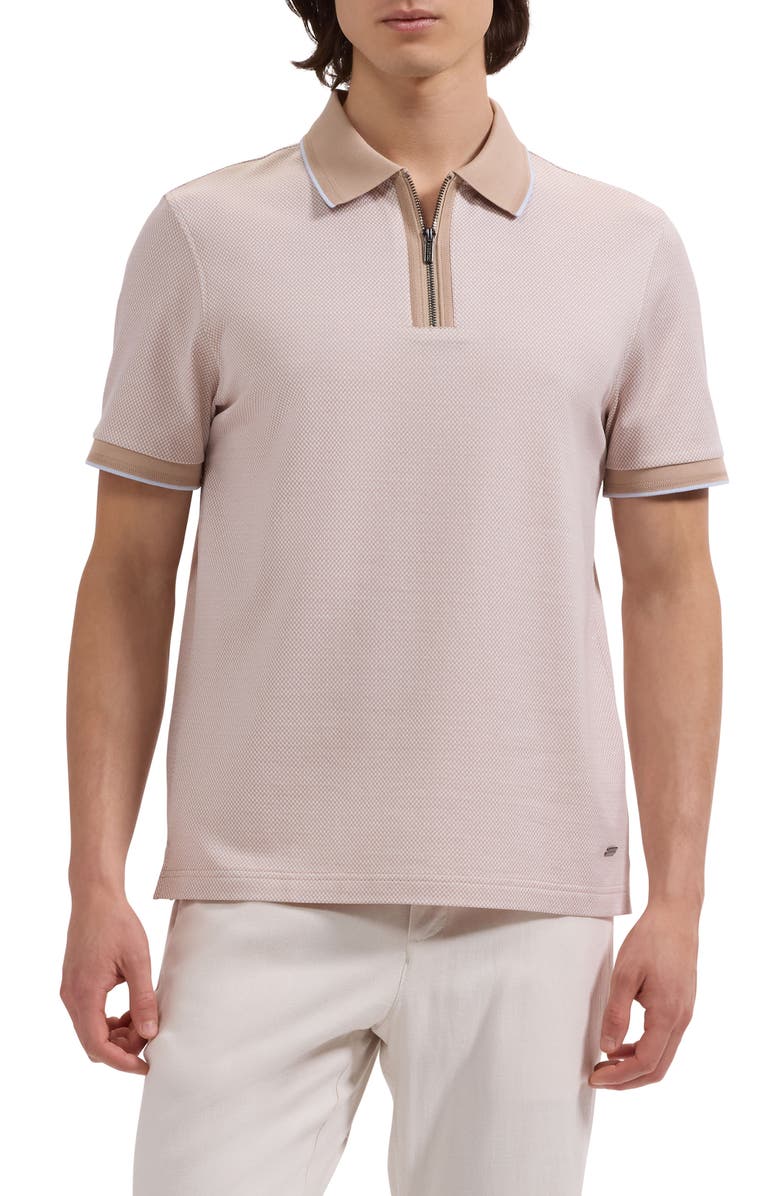 Bugatchi Quarter Zip Polo, Main, color, Sand