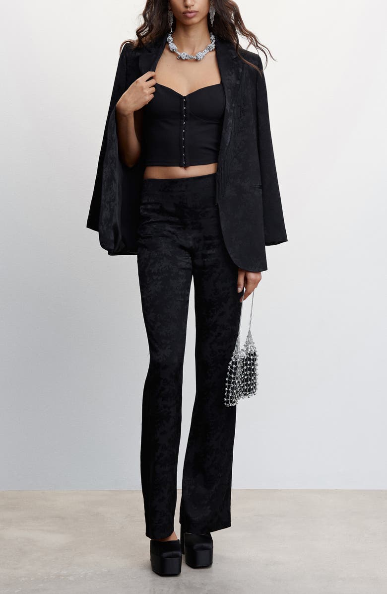 MANGO Floral Jacquard Trousers, Alternate, color, 