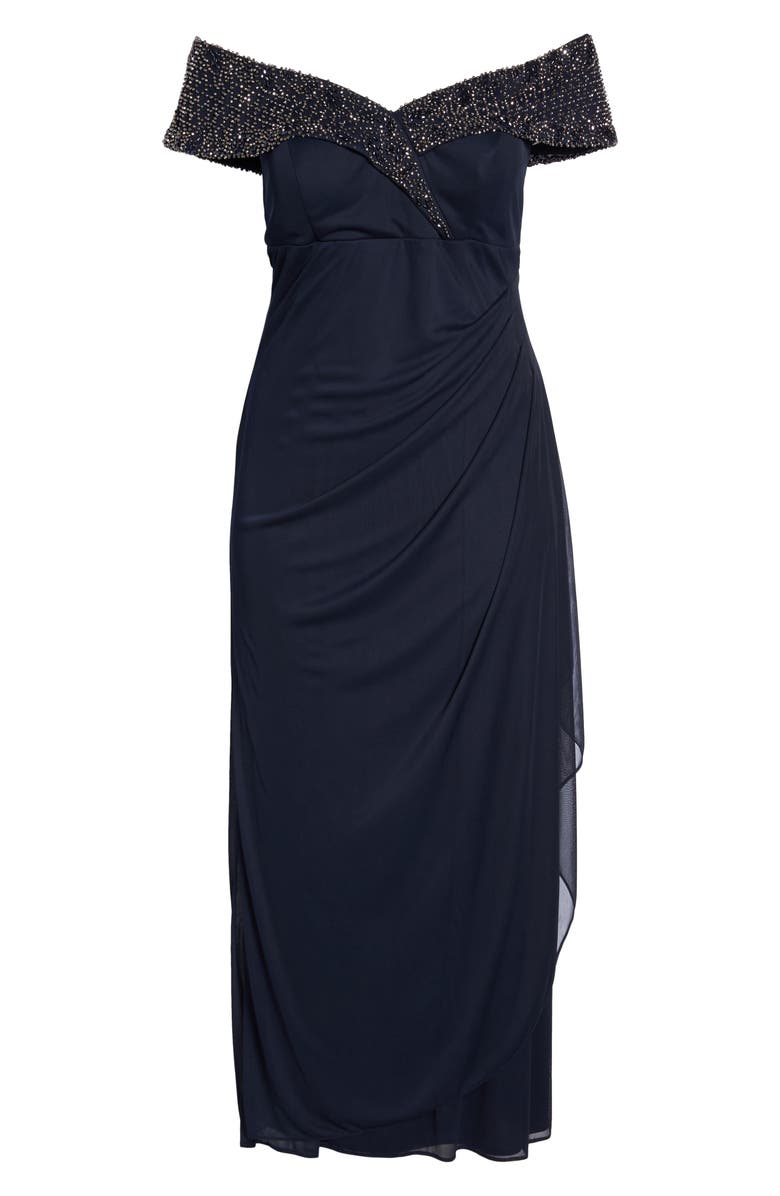 Xscape Evenings Xscape Beaded Off the Shoulder Column Gown, Alternate, color, 